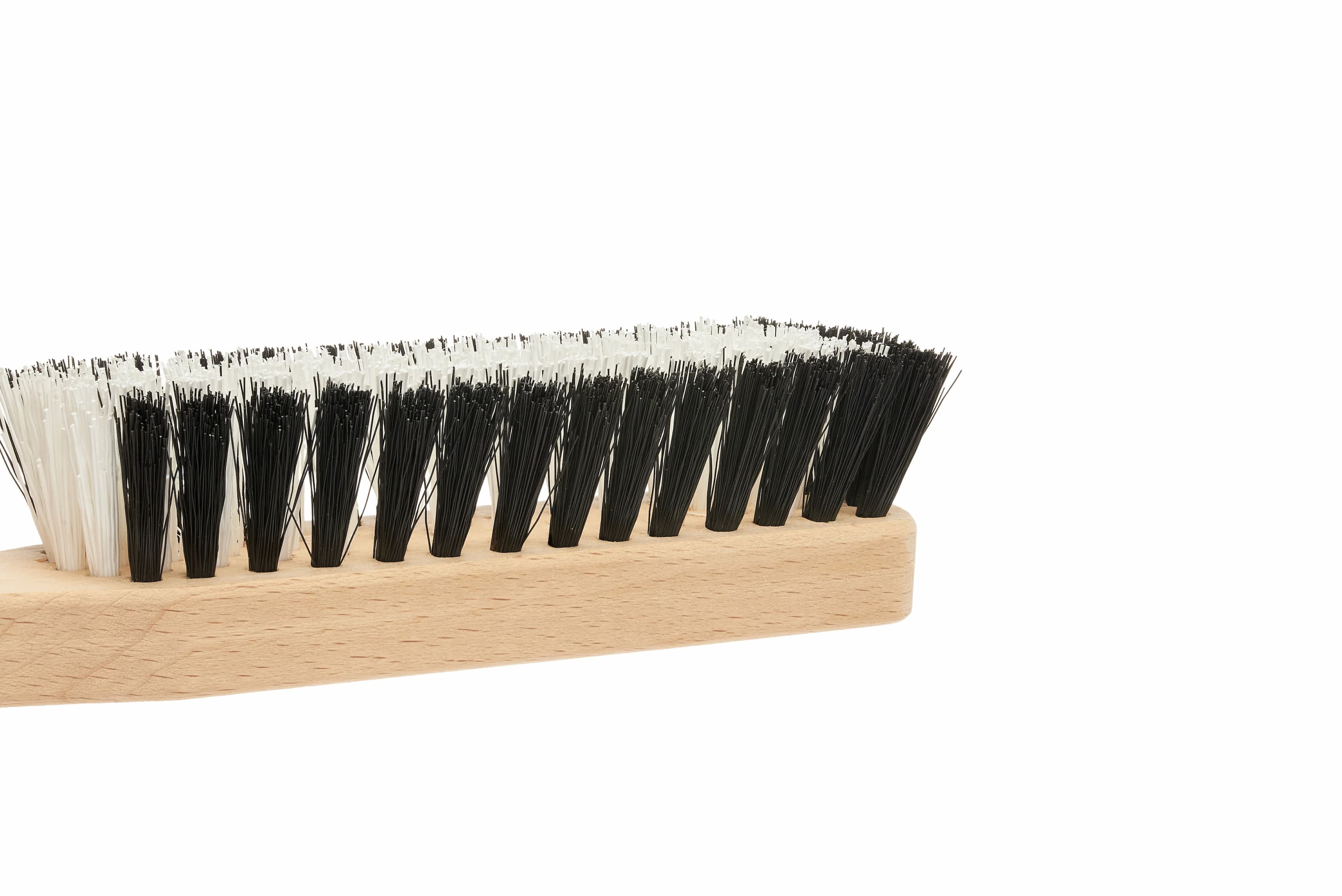 Heavy Duty Stiff Bristle Scrub Brush - Light Wood Design, Universal Hand Brush with Wooden Handle for Indoor and Outdoor Use, White