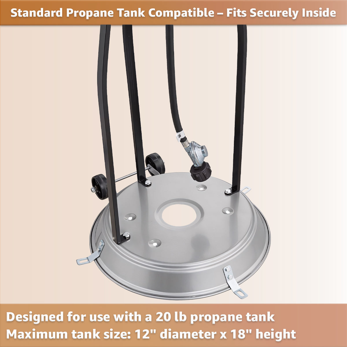 Steel Propane Patio Heater 47,000 BTU – Portable Outdoor Gas Heater with Round Reflector & Stainless Steel Burner for Backyard, Restaurant, Bar, Deck, Garden, Outdoor Catering Events