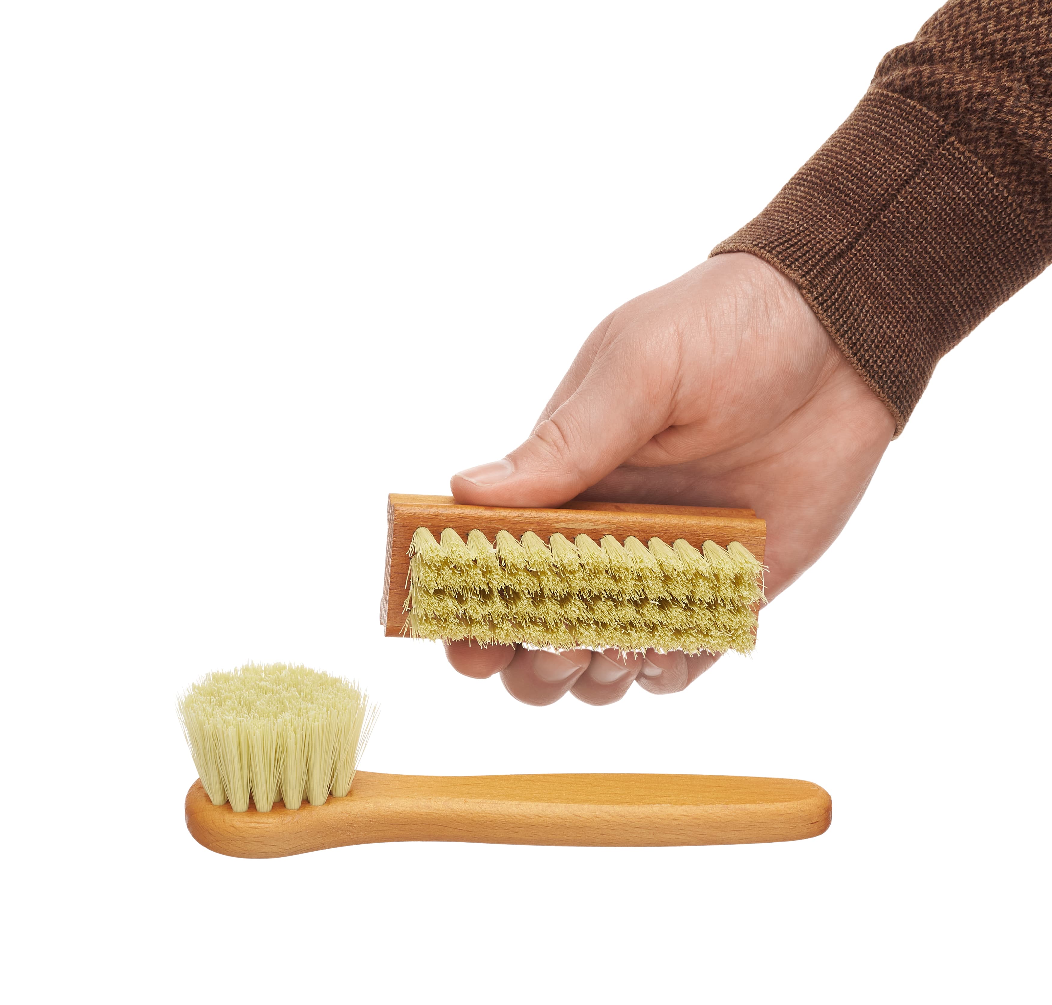 Shoe and Boot Cleaner Brush Set - 2 Brushes for Removing Mud and Heavy Dirt, Wooden Handle Scrub Brushes