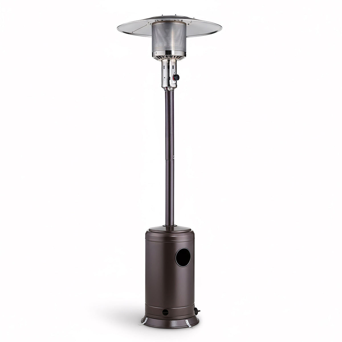 Brown Steel Propane Patio Heater 47,000 BTU – Portable Outdoor Gas Heater with Round Reflector & Stainless Steel Burner for Backyard, Restaurant, Bar, Deck, Poolside, Garden, Outdoor Events