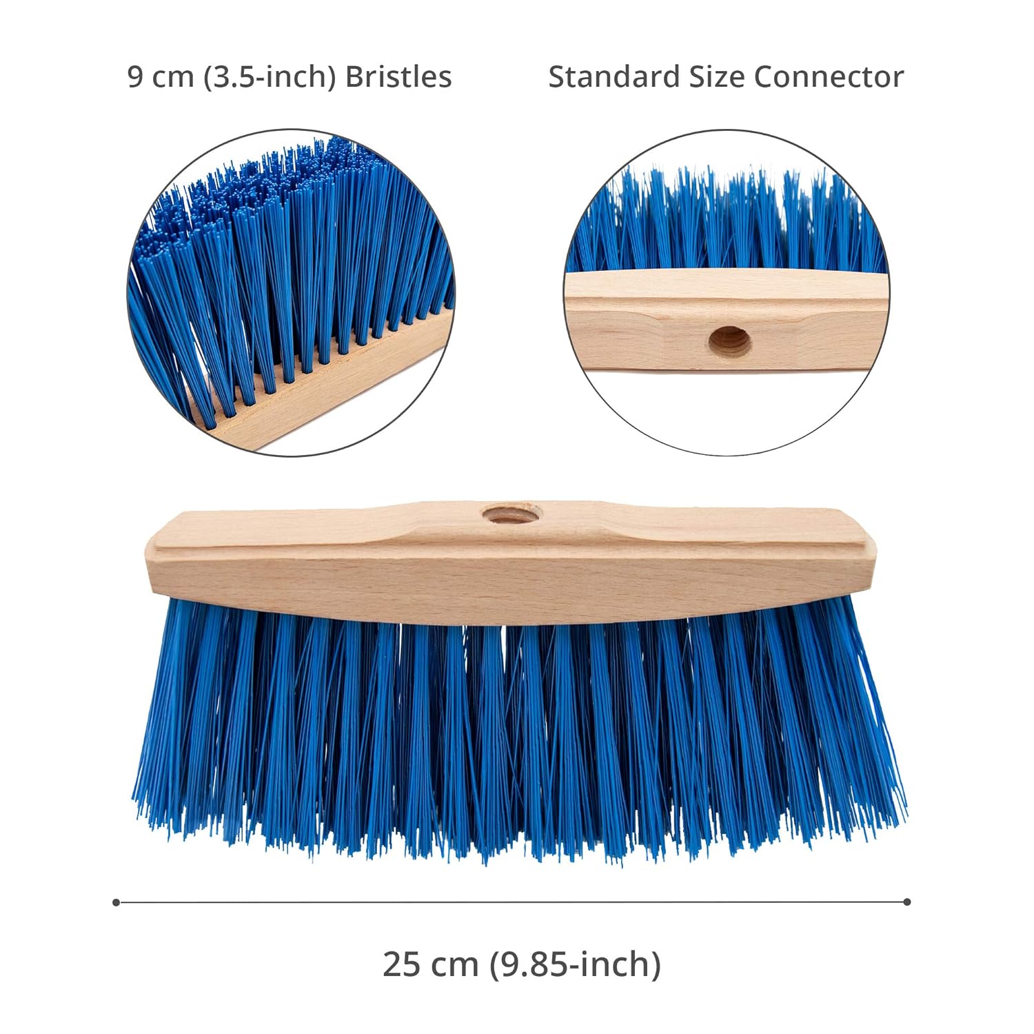 Garden Broom, Sweeping Brush Head 9.85" - Perfect For Outdoor Broom or Yard Brush, Stiff Bristle Garden Brush