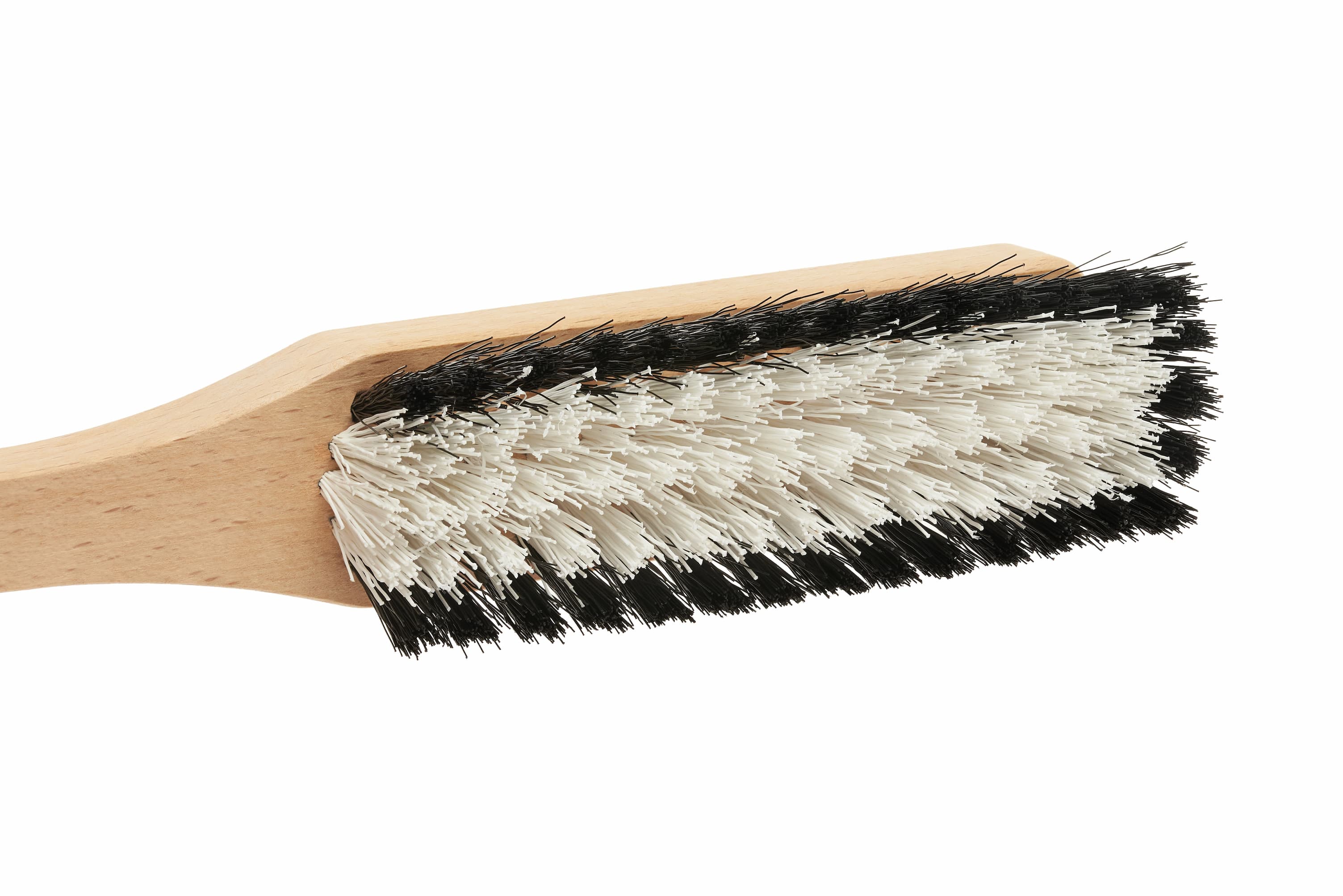 Heavy Duty Stiff Bristle Scrub Brush - Light Wood Design, Universal Hand Brush with Wooden Handle for Indoor and Outdoor Use, White