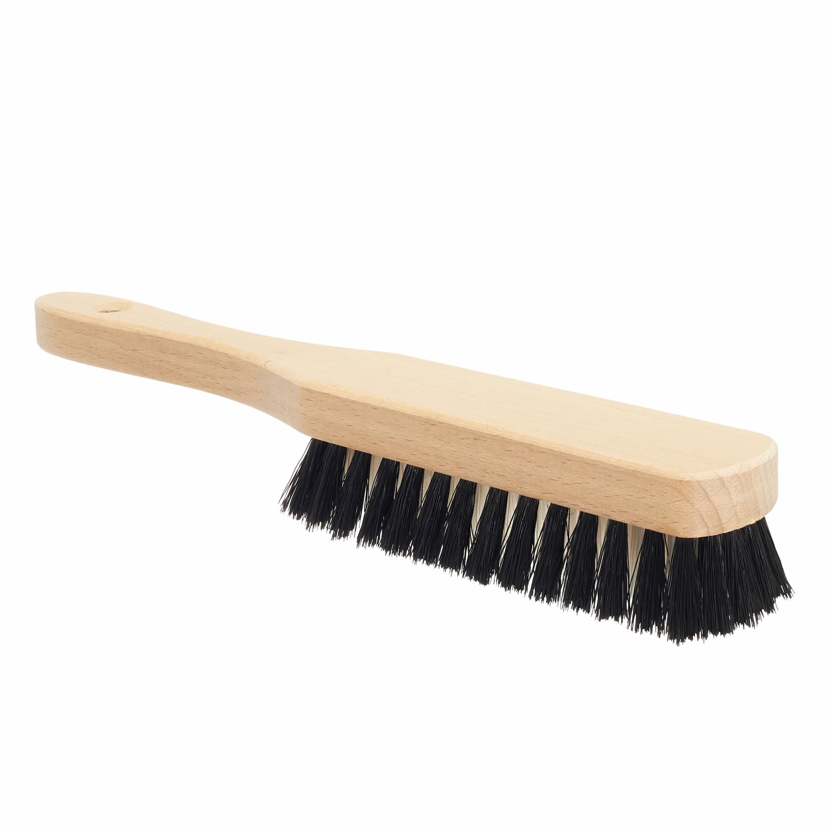 Heavy Duty Stiff Bristle Scrub Brush - Light Wood Design, Universal Hand Brush with Wooden Handle for Indoor and Outdoor Use, White