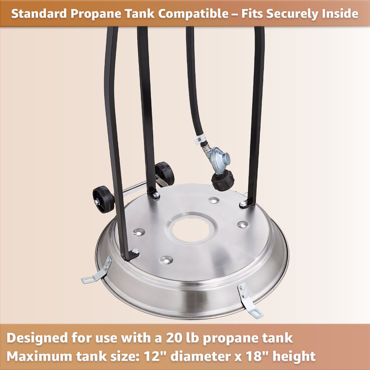 Stainless Steel Steel Propane Patio Heater 47,000 BTU – Portable Outdoor Gas Heater with Round Reflector & Stainless Steel Burner for Backyard, Restaurant, Bar, Deck, Garden, Outdoor Catering Events