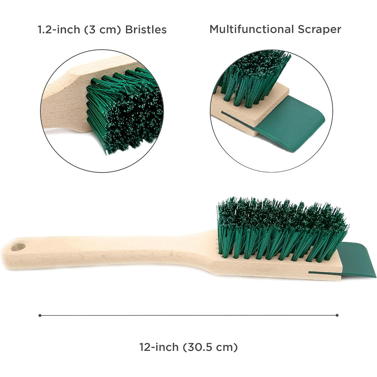 Stiff Bristle Brush with Scraper - Lawn Mower Deck Scraper
