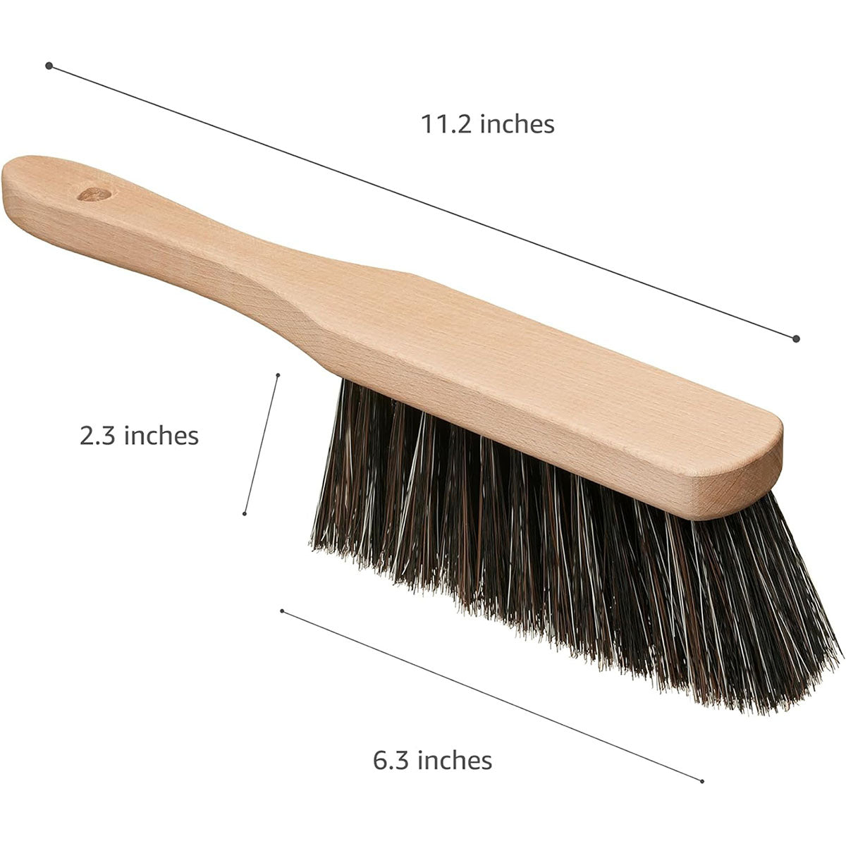 11.2" Hand Broom Soft Bristles Cleaning Brush, Dusting Brush with Wooden Handle